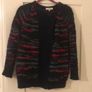 Iro sweater jacket- multi color navy, red and gray wool